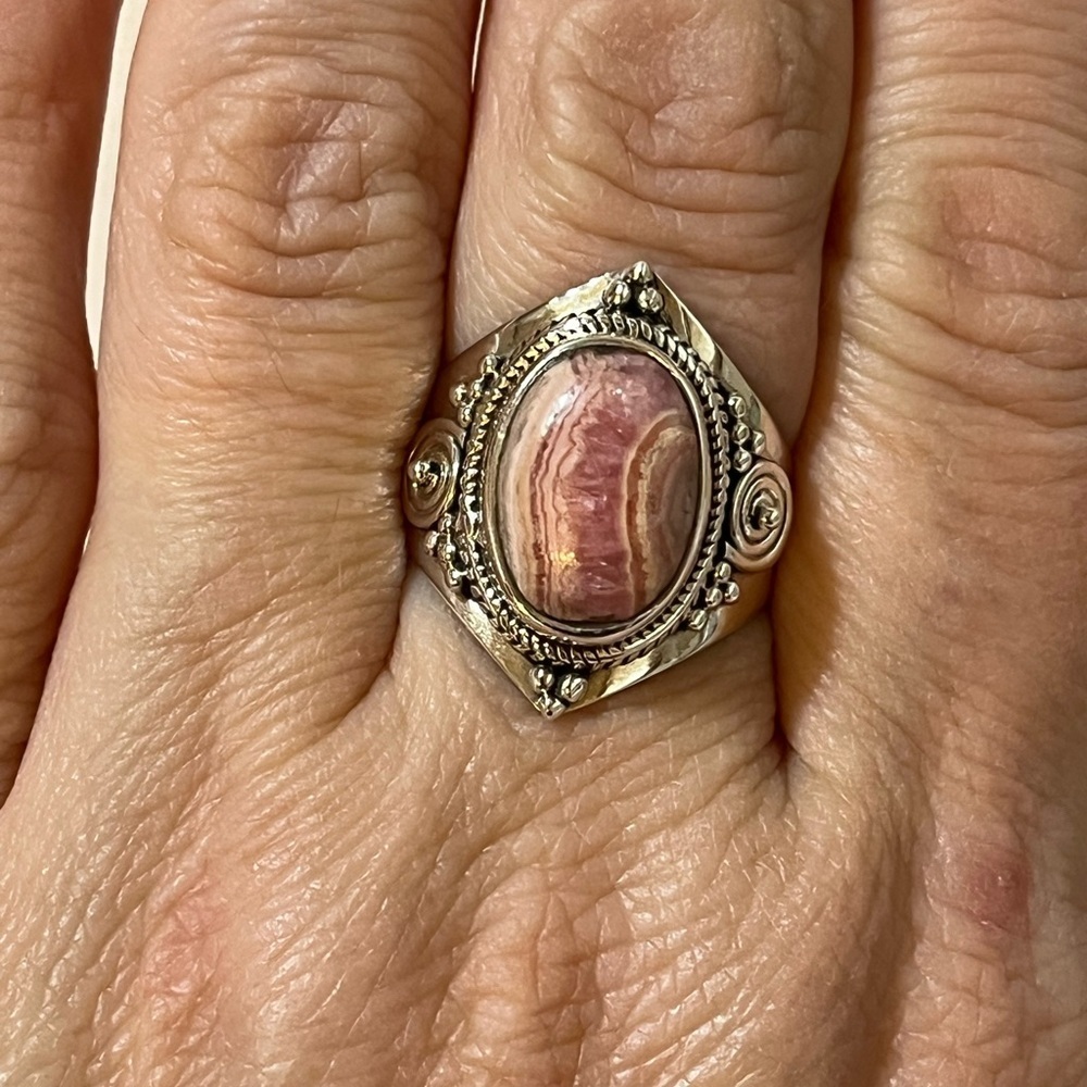 Solid 925 Sterling Silver Gemstone Rhodochrosite … - image 7